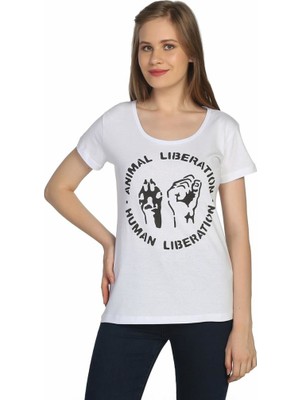 Bant Giyim Animal Liberation Beyaz Kadın T-Shirt