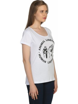 Bant Giyim Animal Liberation Beyaz Kadın T-Shirt