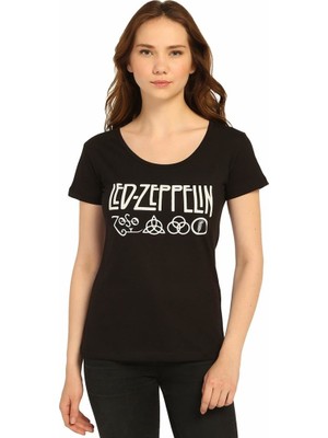 Bant Giyim Led Zeppelin Siyah Kadın T-Shirt