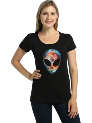 Bant Giyim Alien Cosmos Siyah Kadın T-Shirt