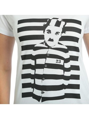 Bant Giyim Charlie Chaplin Beyaz Kadın T-Shirt