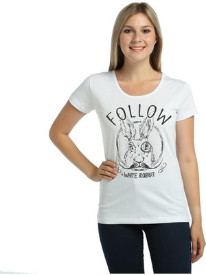 Bant Giyim White Rabbit Beyaz Kadın T-Shirt