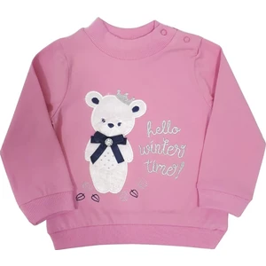Kız Bebek Sweatshirt Hello Winter Time Ayıcık Nakışlı - 12 Ay - 80Cm Boy