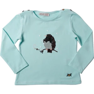 Kız Çocuk Sweatshirt Baykuş Nakışlı - Mint Yeşili - 1 Yaş - 86Cm Boy