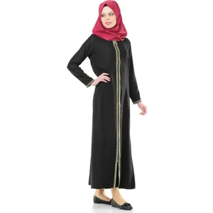 5009-1 Fermuarlı Siyah Namaz Elbisesi