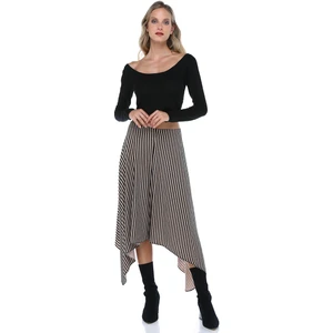 Çizgili Asimetrik Etek