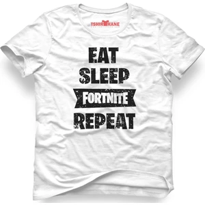 Fortnite Eat Sleep Fortnite Repeat Beyaz Erkek T-Shirt