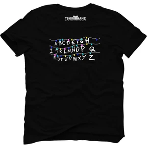 Stranger Things - Christmas Lights Siyah Erkek T-Shirt