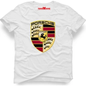 Porsche Logo Beyaz Erkek T-Shirt