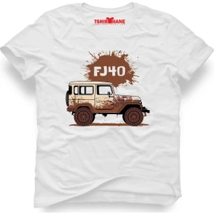 Toyota Jeep Fj40 Beyaz Erkek T-Shirt
