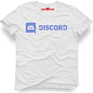 Discord Logo Beyaz Erkek T-Shirt