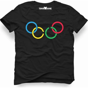 Olimpiyat Olimpia Siyah Erkek T-Shirt