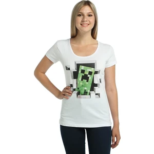 Bant Giyim Minecraft Oyun Beyaz Kadın T-Shirt