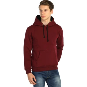 Bant Giyim Bordo Kışlık Kalın Kapüşonlu Erkek Sweatshirt Hoodie