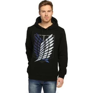 Bant Giyim Attack On Titan Siyah Kapüşonlu Erkek Sweatshirt Hoodie