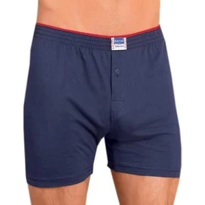 %100 Pamuk Havlu Bel Düğmeli Erkek Boxer - 1099-Lacivert