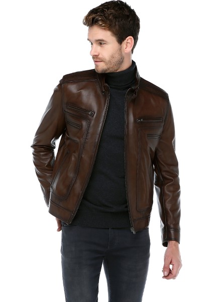 E-1084 Deri Erkek Mont