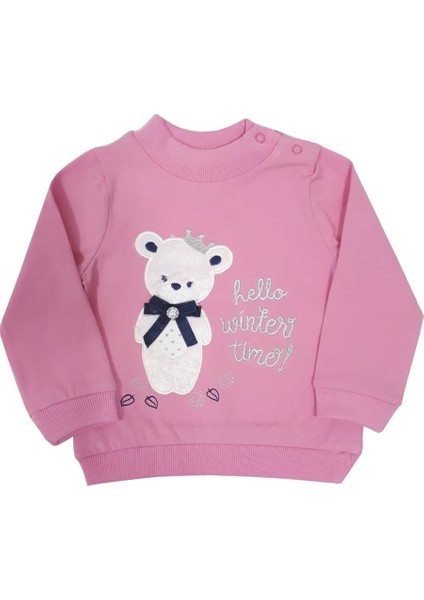 Kız Bebek Sweatshirt Hello Winter Time Ayıcık Nakışlı - 12 Ay - 80Cm Boy