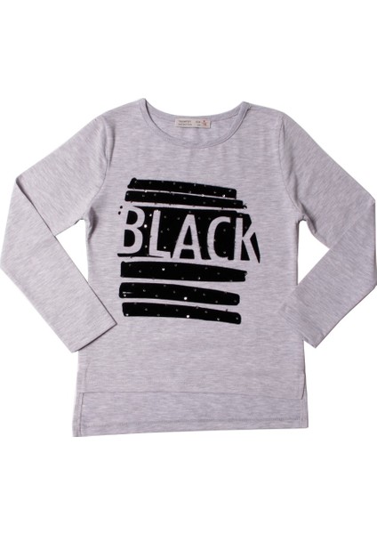 Kız Çocuk Sweatshirt Black Flok Nakışlı - 6 Yaş - 116Cm Boy