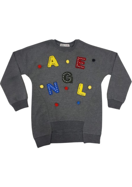 Kız Çocuk Sweatshirt Renkli Angel Nakışlı - 10 Yaş - 140Cm Boy
