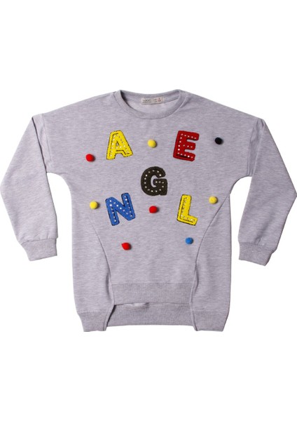 Kız Çocuk Sweatshirt Renkli Angel Nakışlı - 12 Yaş - 152Cm Boy