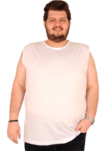 Kolsuz T-Shirt Bisiklet Sade 18003 Beyaz