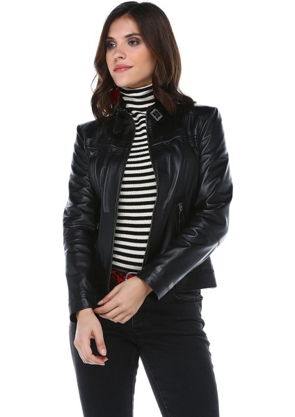 Yb-2028 Hakiki Kuzu Derisi Kadın Mont