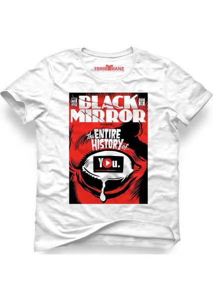 Black Mirror History Beyaz Erkek T-Shirt