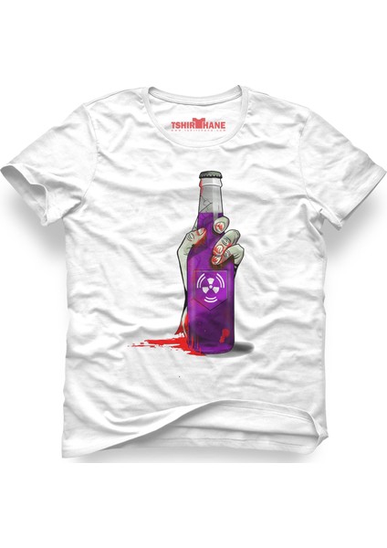 Zombie Drink Purple Beyaz Erkek T-Shirt