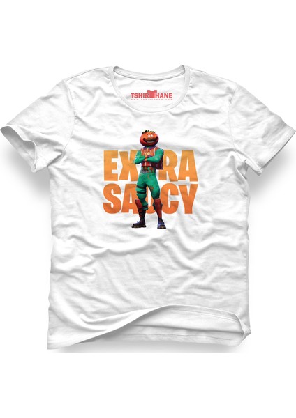 Fortnite - Tomatohead - Extra Saucy T-Shirt Beyaz Erkek T-Shirt