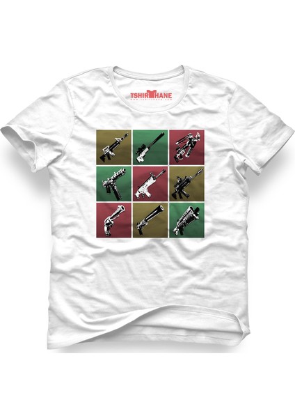 Fortnite Guns Beyaz Erkek T-Shirt