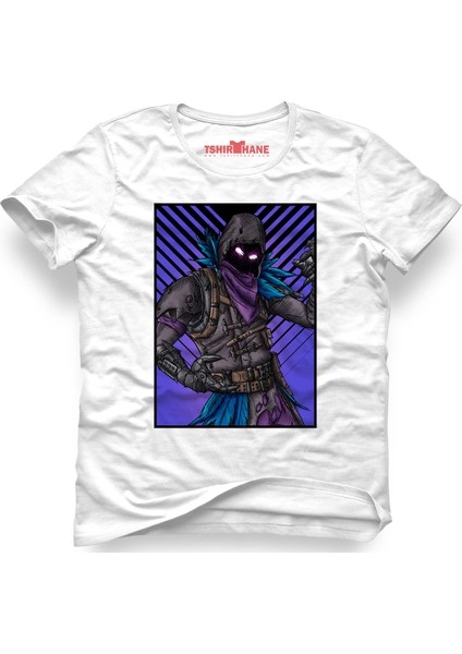 Raven - Fortnite Skin, Framed Beyaz Erkek T-Shirt