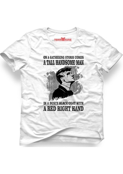 Peaky Blinders Tommy Shelby On A Gathering Storm.. Beyaz Erkek T-Shirt