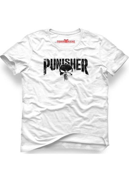 The Punisher Logo Beyaz Erkek T-Shirt