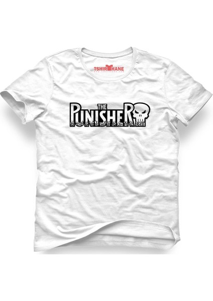 The Punisher Logo1 Beyaz Erkek T-Shirt