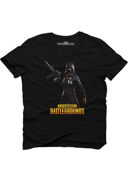 Pubg Playerunknown Woman Fighter Siyah Erkek T-Shirt