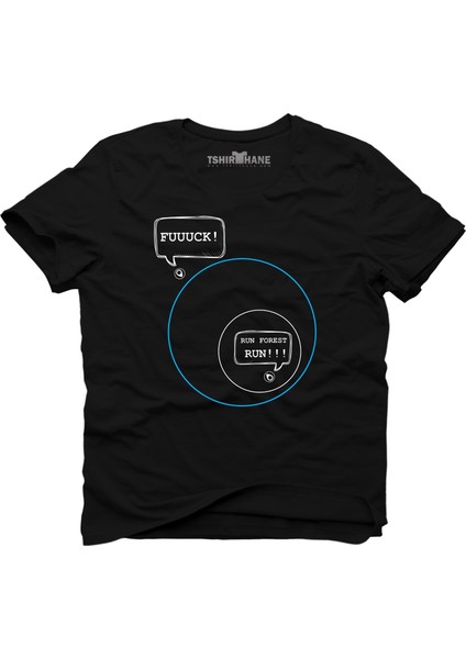 Pubg Mavi Alan Fu*K Koş Run Forest Siyah Erkek T-Shirt