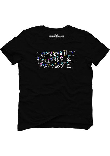 Stranger Things - Christmas Lights Siyah Erkek T-Shirt