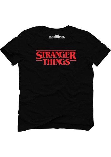 Stranger Things Logo Siyah Erkek T-Shirt