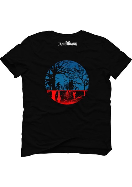 Stranger Things The Upside Down Biker Siyah Erkek T-Shirt