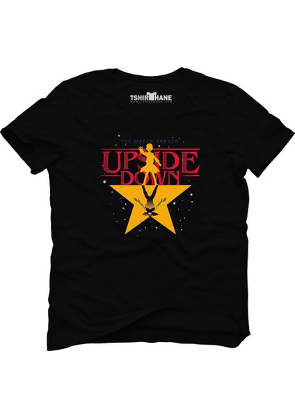 Stranger Things The Upside Down Star Siyah Erkek T-Shirt