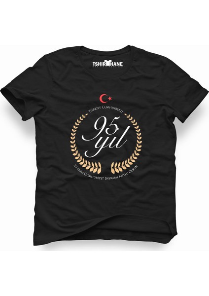 Atatürk Türkiye 95 Yaşında 29 Ekim Siyah Erkek T-Shirt