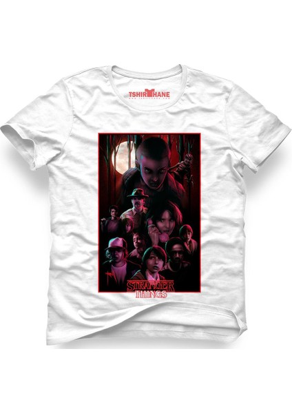 Stranger Things Cover Beyaz Erkek T-Shirt