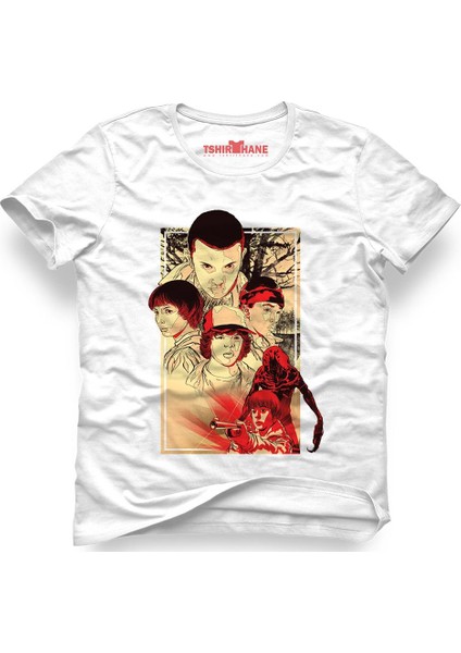 Stranger Things Eleven Dustin Demogorgon Beyaz Erkek T-Shirt