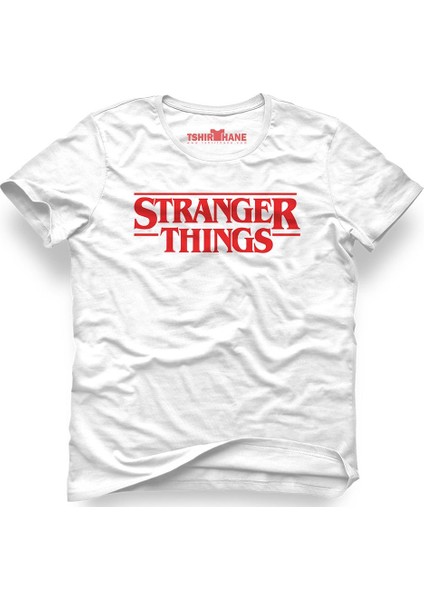 Stranger Things Logo Beyaz Erkek T-Shirt