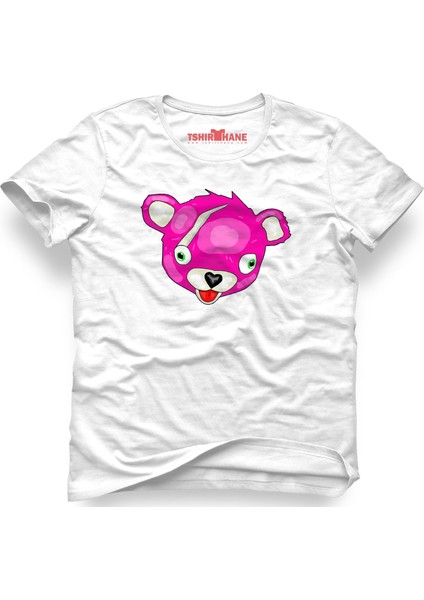 Fortnite Pink Teddy Bear Pembe Ayı Beyaz Erkek T-Shirt
