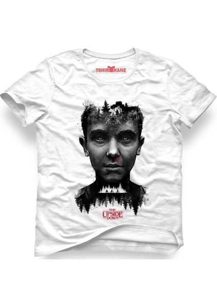 Stranger Things The Upside Down Beyaz Erkek T-Shirt