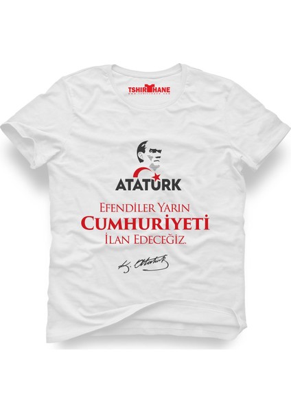 Atatürk Efendiler 29 Ekim Beyaz Erkek T-Shirt