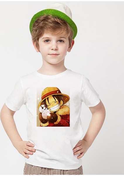 One Piece Beyaz Erkek T-Shirt