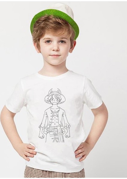 One Piece Beyaz Erkek T-Shirt